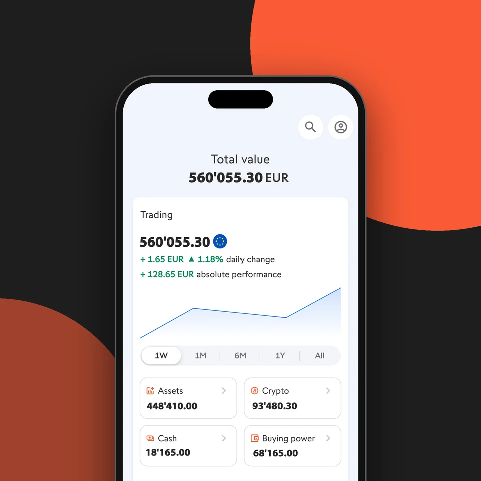 Die Swissquote App mit der Übersicht eines Trading-Kontos